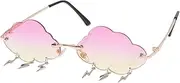 [Ipetboom] Elegant Cloud Shape Flash Sunglasses Unisex Rimless Material for Parties Driving Shopping