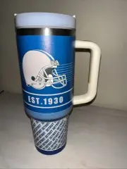 40oz Football Insulated Stainless Steel Tumbler with Handle Travel Mug Detroit
