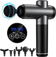 Massage Gun-Deep Tissue Massager,Muscle Massager, 99 Speeds Powerful Percussion Massager with LCD Touch Screen, Handheld Muscle Massage Gun with 6 Massage Heads for Muscle Pain Relief