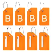 8 Pcs Silicone Luggage Tags, Luggage Tags for Suitcases Initial Letter B, Orange