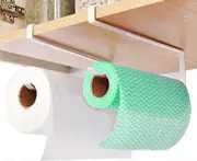 2 PCS Paper Towel Holder Hanging Kitchen Paper Towel Holder Iron Wall Mounted Paper Towel Holder No Drilling White Toilet Paper Roll Holder for Cup, C