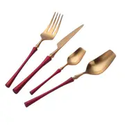 1Set Luxury Cutlery Set Forks Knives Spoons Dinnerware Tableware Golden Silverware Fork Spoon