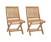 vidaXL Folding Garden Chairs 2 pcs Solid Teak Wood