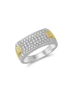 Bloomingdale's Fine Collection Men's Diamond Two Tone Square Cluster Ring in 14K Yellow Gold & White Gold, 0.75 tcw