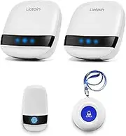 LIOTOIN Wireless Caregiver Pager Elderly Alarm Call Button Personal Alarm Panic Button Call Bell System For Home/Elderly/Patient/Disabled/Nurse (2 Waterproof Transmitter 2 Plugin Receiver) …