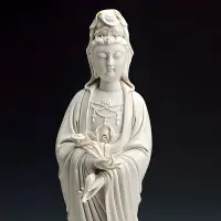 在飛比找Yahoo!奇摩拍賣優惠-德化白瓷觀音菩薩佛像站像南海觀世音菩薩像陶瓷裝飾佛擺件