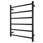 Electric Heated Towel Rack Wall Mounted Towel Rail 6 Bars Round Black