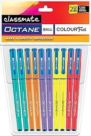 Classmate Octane- Blue Ball Pens (Pack of 10) | Smooth & Fast Writing Ball Pens | Attractive body colours|Comfortable to hold & write|School & Office Stationery|Work from home essentials