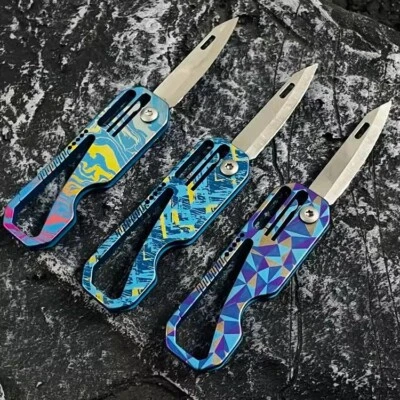 New Titanium Alloy Mini Folding Knife Key chain Pendants EDC Pocket Knife Gift