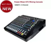 R-1600 1600Wx2 8-CH Power Mixer KTV Mixing Console w/Bluetooth Reverb Equalizer