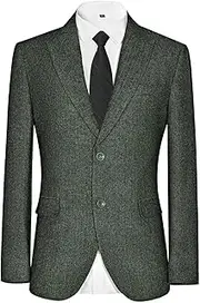 [Fesenbo] Mens Blazer Formal Vintage Herringbone Tweed Suit Jacket Men Wool Blend 2 Button Peak Lapel Sport Coats for Men Wedding Prom