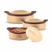 Double - Walled Casserole , Inner Steel Casserole Set of 3, Brown