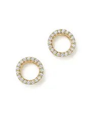 Diamond Circle Stud Earrings in 14K Yellow Gold, .20 ct. t. w.
