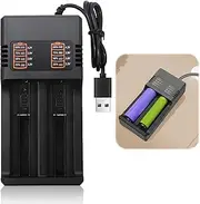 18650 Battery Charger, Universal Dual Slots Dual Charging with USB Cable, Fast Charging for 3.7V Li-ion Batteries 18650 26650 (No Battery)