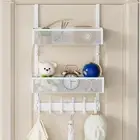 Over The Door Hooks Organizer, Over Door Storage with 12 Coat Hooks and 2 Mes...