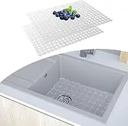 Kitchen Sink Protector Mat - 2Pack Adjustable Stainless Steel Protectors - Fast Draining Mats for Bottom of Sink - Dishes and Glassware - Easy to Clean & DIY Cut