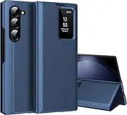 for Samsung Z Fold 5 Smart View Case, Wallet Smartphone Case, for Samsung Galaxy Z Fold 5 Mobile Phone Case Clear View, Mirror Flip, Card Slot Cover, Viewing Window, Galaxy Z Fold 5 5G Smart View