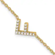 14k Yellow Gold Natural Diamond Sideways Letter F w/ 1in ext.Bracelet