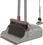 Upgrade Broom and Dustpan Set, Self-Cleaning with Dustpan Teeth, Ideal for Dog C