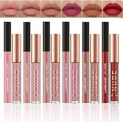 EnMart 12Pcs Lipstick Makeup Set, 2 In 1 Lip Liner Lip Gloss Set, Matte Liquid Lipsticks, Lip Liners Pencil, Long Lasting Waterproof Moisturizer Pigmented Lipstick, Beauty Lip Cosmetics for Girls