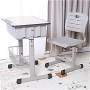 Children Desk and Chair Set, Multifunctional Ergonomic Student Adjustable Writing Desk Kids Study Table Workstation with Drawer, Hanging Hooks and Storage Rack,B