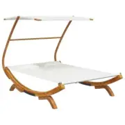 Outdoor Canopy Lounger Bed Garden Patio Pool Beach Daybed Chair Wood Timber