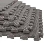 Stalwart Exercise Foam Flooring - 6 Pc - 2' x 2' Tiles 24 Square Feet Yoga Gray