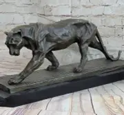 Bugatti African Lioness Wildlife Animal Bronze Statue Marble Figure Art Decor