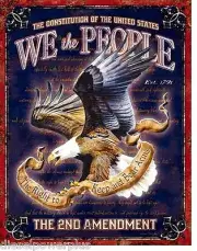 Vintage Replica Tin Metal Sign We the People 2nd amendment dont tread on me 1992
