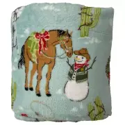 The Big One Plush Cowboy Snowman Oversized Blue Throw Blanket, 5 ft x 6 ft
