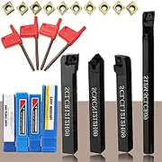 Mingzhe S12MSCLCR09+SCLCR1212H09+SCLCL1212H09+SCMCN1212H09 4 PCS 12MM Shank Lathe Turning Tool Holder Boring Bar + 10PCS Carbide Insert + 4PCS Wrench