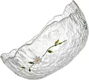 MOLUCKFU 1Pc Daisy Pattern Decorative Snack Container Creative Glass Bowl for Fruits Salad Desserts Non Slip Design for Stable Storage Stylish Kitchen Decor for Sharing Treats