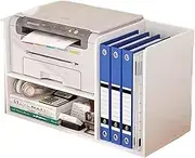 Printer Stand Double Storage Shelf Multilevel Heightening Shelf Small Bookshelf Desktop Printer Shelf Office Put Copier Printer Table(White)