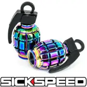 2 ANODIZED GRENADE VALVE STEM CAP KIT/SET FOR RIMS/WHEELS/TIRES P2 NEO CHROME (for: Renault)