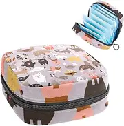 Period Bag,Sanitary Napkin Storage Bag,Farm Forest Cartoon Animals,Tampon Holder for Purse