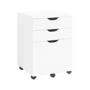 Design Square Marias Mobile Pedestal Filing Cabinet Storage Cabinet W/ 3-Drawers - White