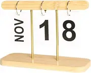 NUZAMAS Wooden Perpetual Calendar Standing Flip Block Perpetual Stand up Calendar Daily Desk Decorations Accessories For Office Home ClassroomTeachers Decor