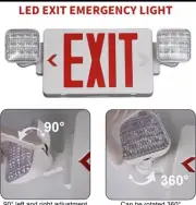 LED Exit Sign Emergency Combo Light with Adjustable Two Head Battery UL,US Ship