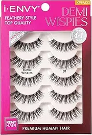 i-ENVY 5 Pairs Demi Wispies False Lashes (1 Pack), Premium Quality 100% Human Hair, Fluffy Feathered Eyelashes With Volume & Curl, Natural Look, Lightweight, Comfortable, Reusable for Everyday Wear