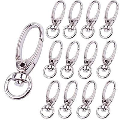Pack of 50 D Swivel Trigger Clips Hooks Metal Key Ring Lobster Clasps Silver