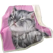 Funny Cats Angry Grey Tabby Kitty Cat Throw Blanket