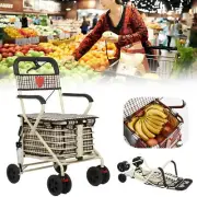 Walk in Rest Shopping Cart Trolley Basket Rolling Folding Grocery Luggage Cart