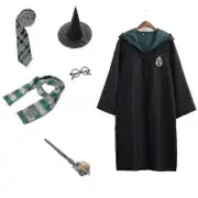 Harry Potter 6pc Set Magic Wizard Fancy Dress Cape Cloak Costume.z Green 165cm