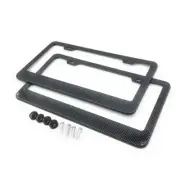 2 x CARBON PRINT Heavy Metal License Plate Frame+4 Screw Cap For PORSCHE VOLVO