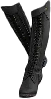 Thermal Equestrian Boots(34-43), Knee High Horse Riding Boots, Lace-up + Pointed Toe, Slip Resistant + Water Proof, Low Heel (1-3cm), for Unisex/Winter,40,Black