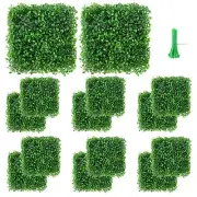 12 Packs 10x10 Artificial Boxwood Hedges Mat with Cable Ties Grass Wall Panels