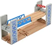 KALLORY 1 Set DIY Wooden Train Track with Bridge Model Enhance Imagination and Motor Skills for Durable Wooden Construction for Train Play and Learning
