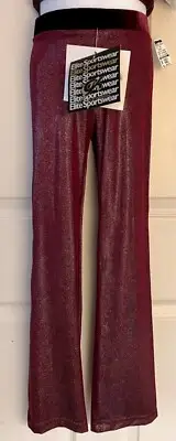 GK DANCE JAZZ PANTS CHILD MEDIUM WINE FOIL VELVET WAISTBAND HIP HUGGER Sz CM