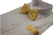 Mens Yellow Gold Plain Bow Tie & Matching Pocket Square Set