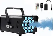 Fog Machine with Light 18 LED Smoke Machine Outdoor for Parties Wedding, 13 Colors Smoke Machine Fog Indoor with 2 Wireless Remote Controls, 500W 2000CFM Outdoor Party Fog Machine for Halloween DJ